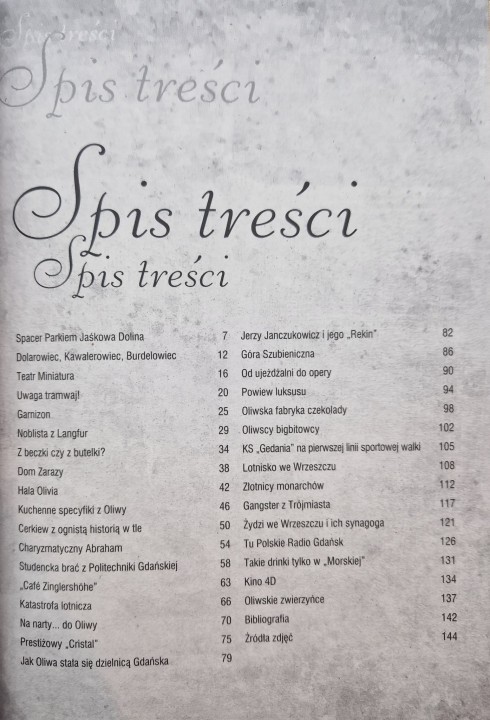 Sekrety Wrzeszcza i Oliwy. Książka o Gdańsku. Spis treści