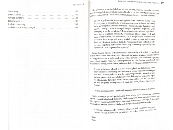 Spis treści oraz przykładowa strona